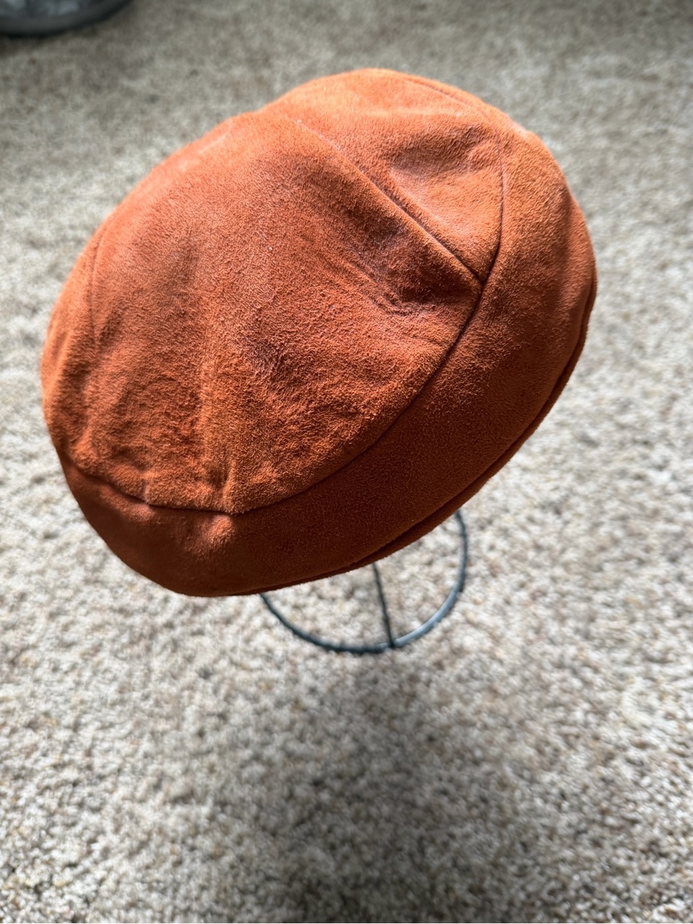 Rust Orange Suede Vintage Beret